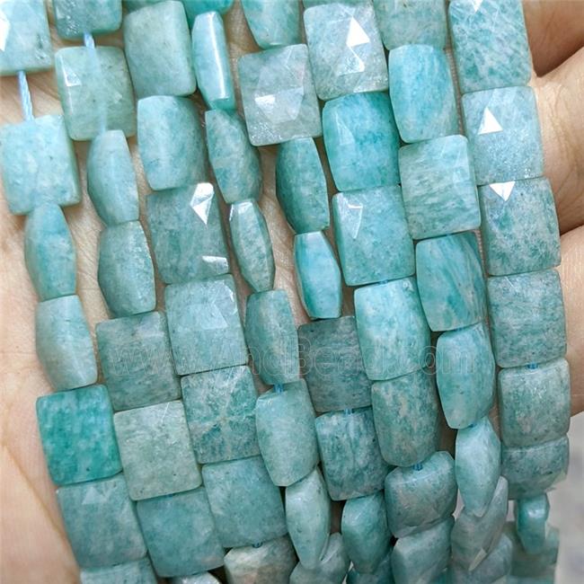 Natural Green Amazonite Beads Faceted Rectangle