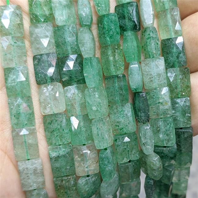 Natural Green Strawberry Quartz Beads Faceted Rectangle