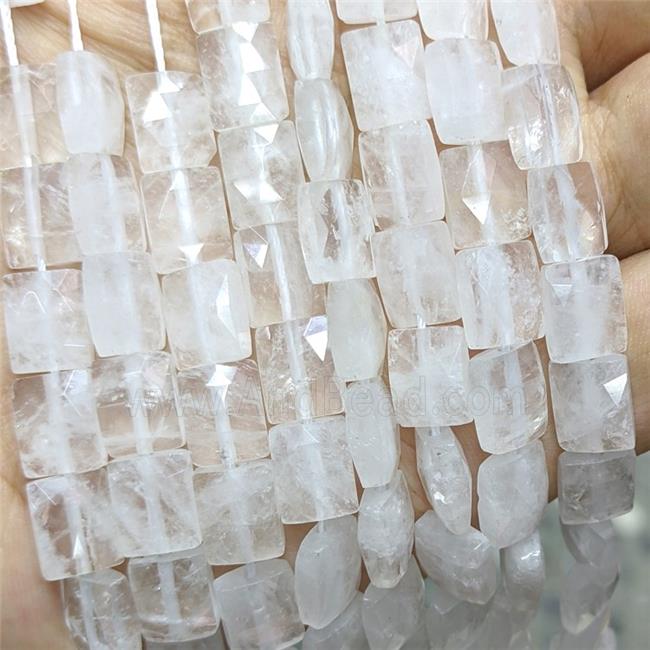 Natural Clear Crystal Quartz Beads Faceted Rectangle