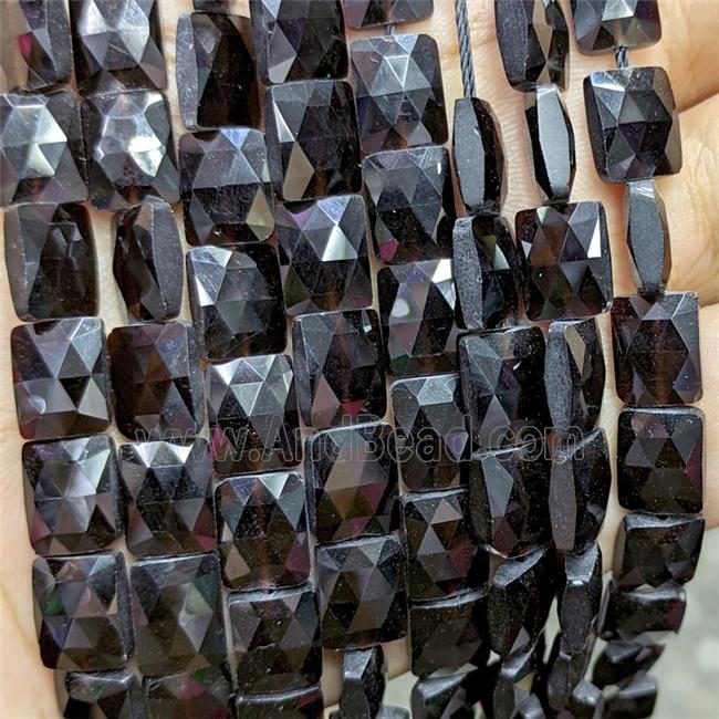 Natural Black Obsidian Beads Faceted Rectangle
