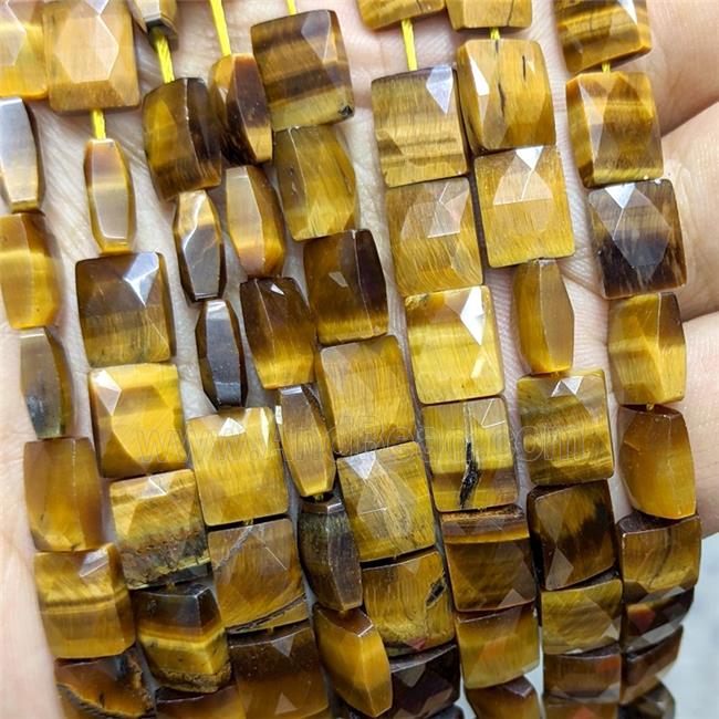 Natural Tiger Eye Stone Beads Faceted Rectangle