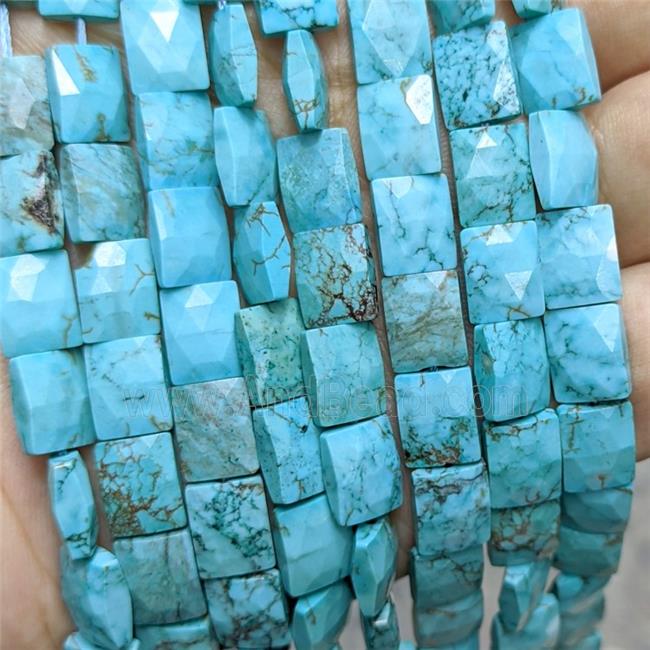 Blue Magnesite Turquoise Beads Faceted Rectangle