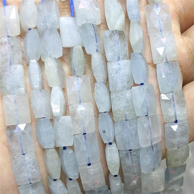 Natural Blue Aquamarine Beads Faceted Rectangle