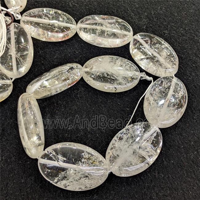 Natural Clear Crystal Quartz Oval Beads