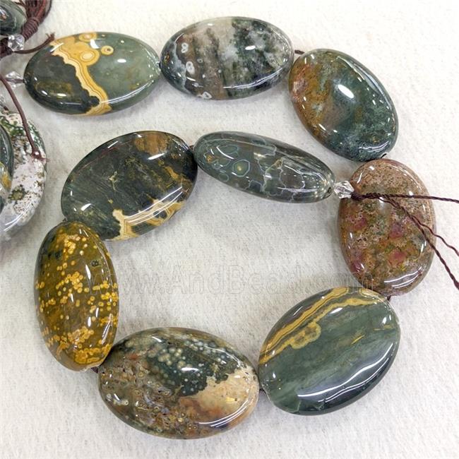 Natural Ocean Agate Oval Beads
