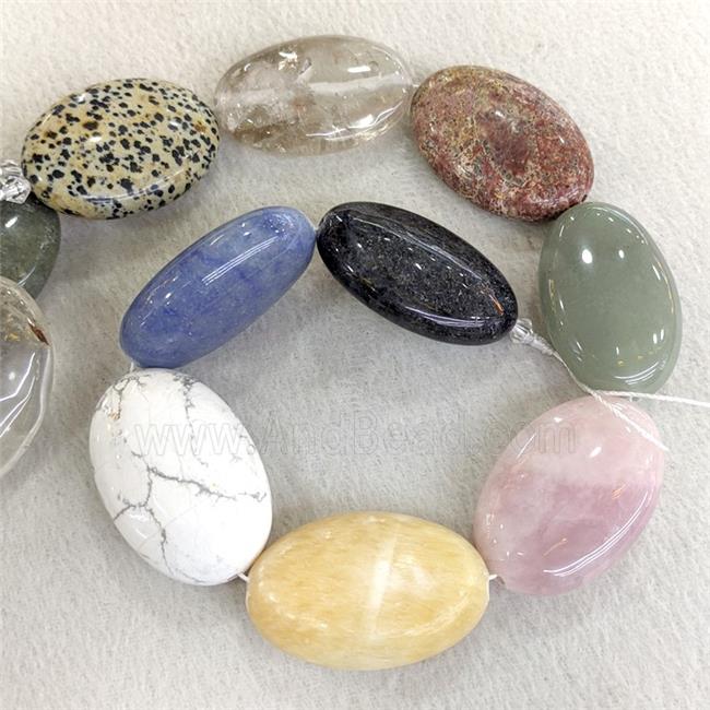 Natural Gemstone Oval Beads Mixed