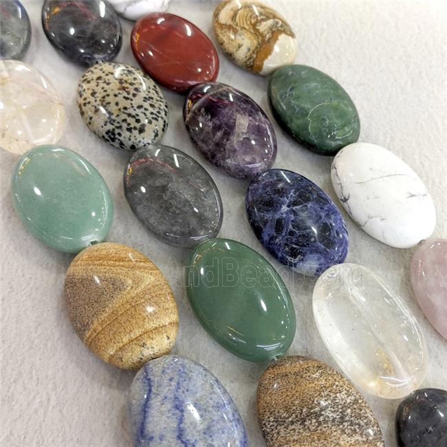 Natural Gemstone Oval Beads Mixed