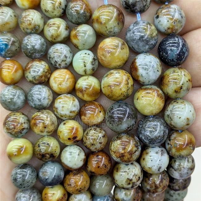 Natural Ore-Sodalite Beads Smooth Round Multicolor
