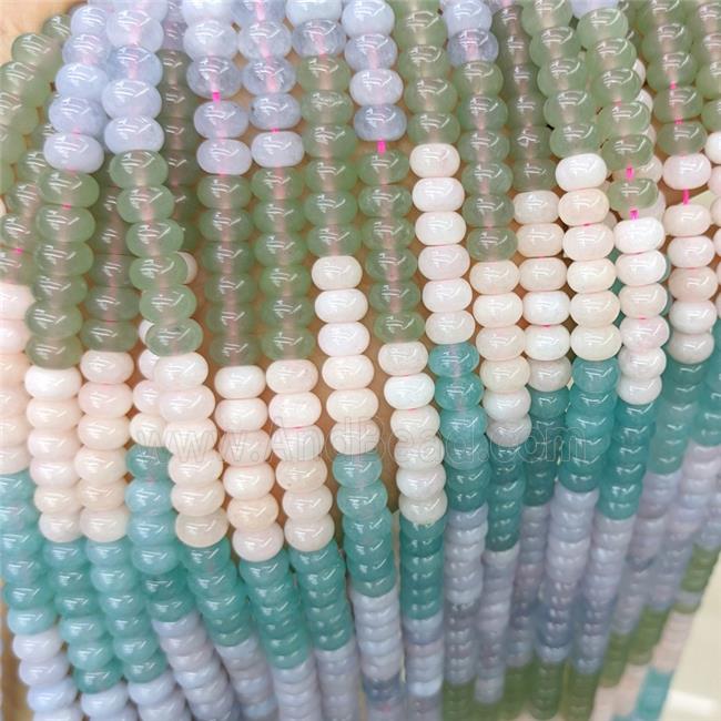 Dye Jade Rondelle Beads Smooth Mix Color