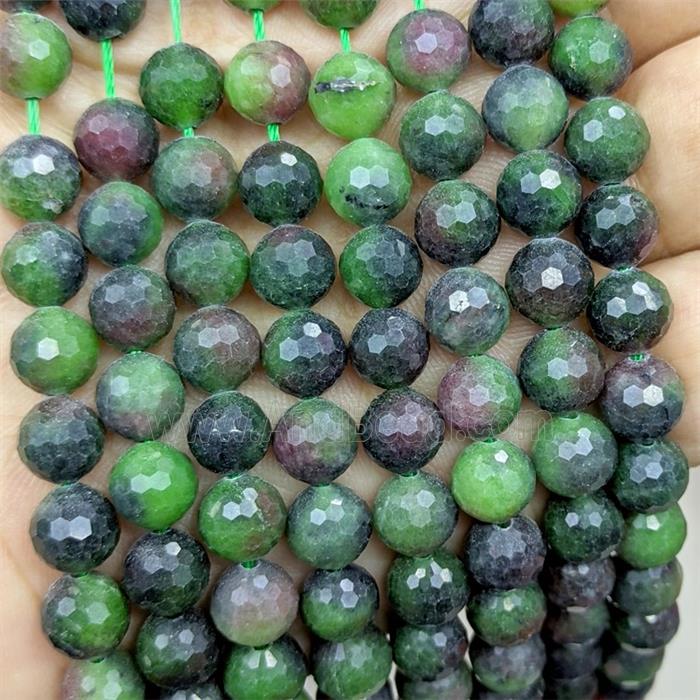 Jade Beads Dye faceted Round Green