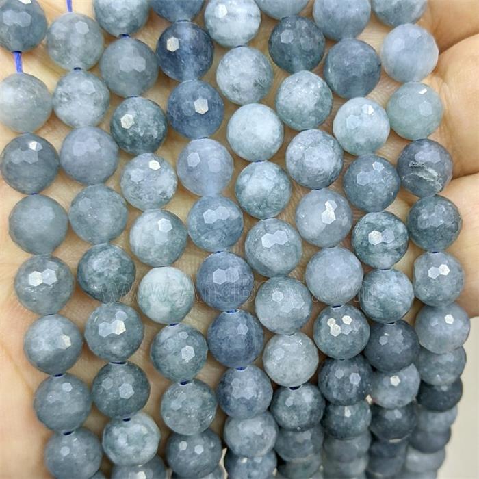 Jade Beads Dye faceted Round Bluegray