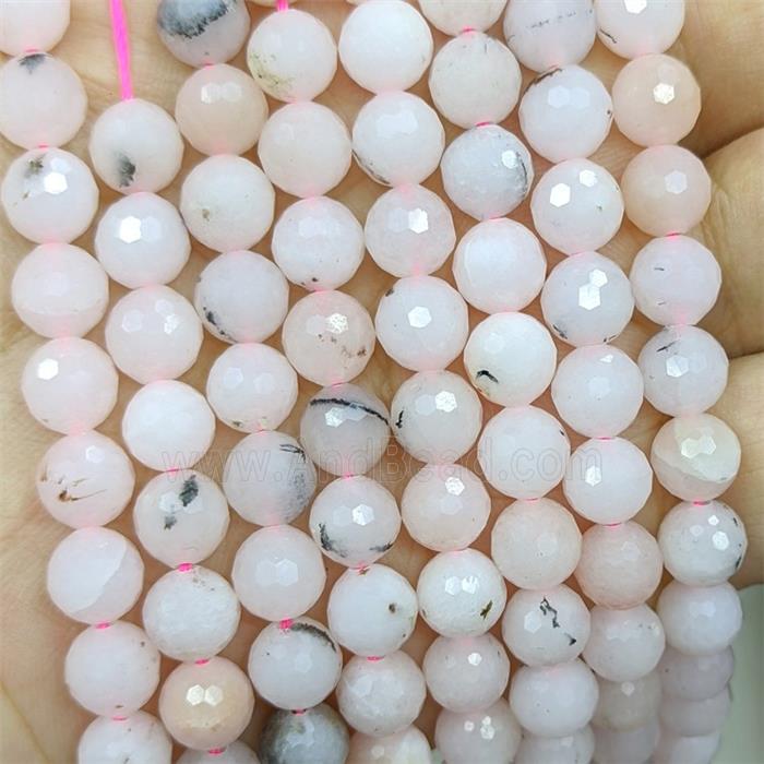 Jade Beads Dye faceted Round Lt.pink