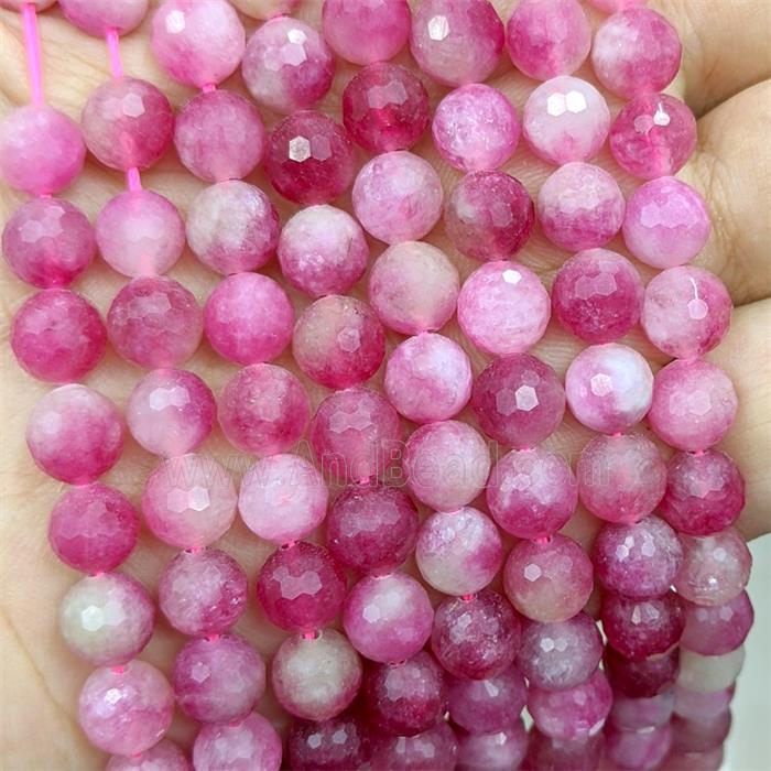 Red Jade Beads Dye faceted Round