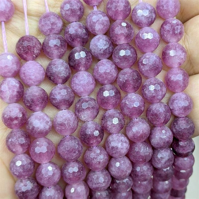Red Jade Beads Dye faceted Round