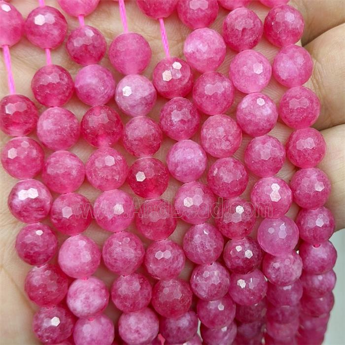 Red Jade Beads Dye faceted Round