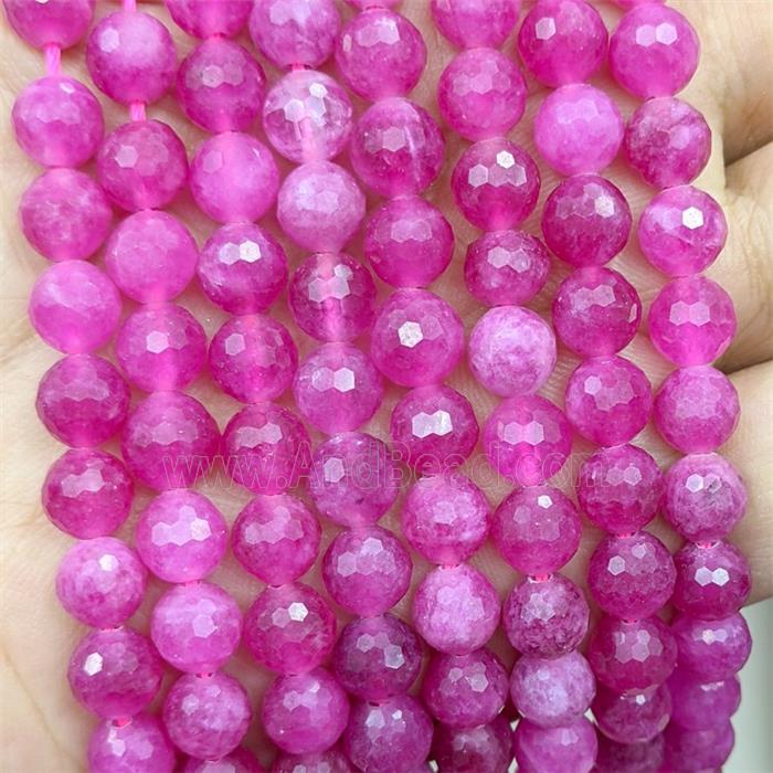 Hotpink Jade Beads Dye faceted Round