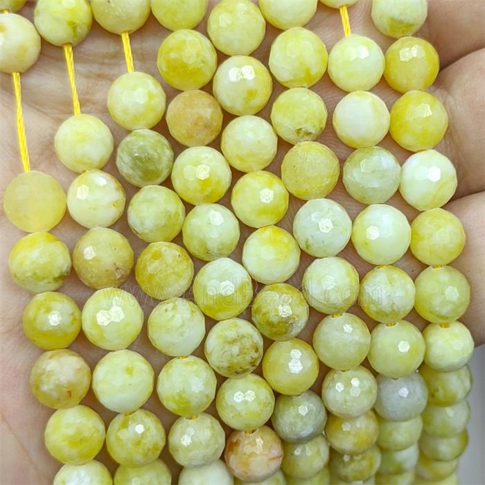 Yellow Jade Beads Dye faceted Round