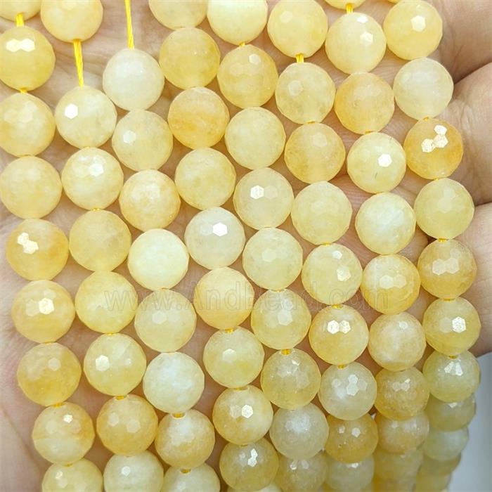 Honey-yellow Jade Beads Dye faceted Round