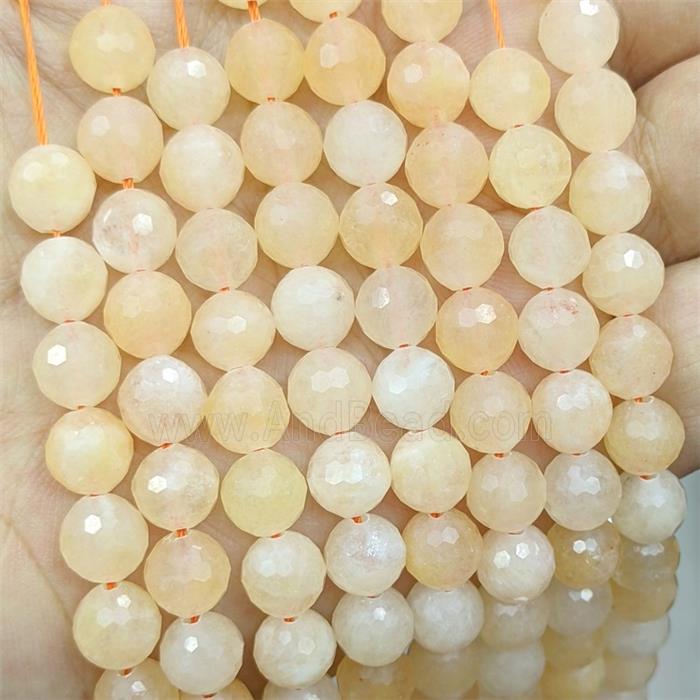 Lt.yellow Jade Beads Dye faceted Round