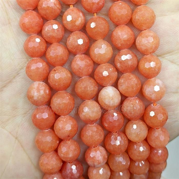 Orange Jade Beads Dye faceted Round
