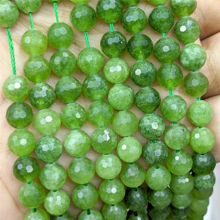 Green Jade Beads Dye faceted Round