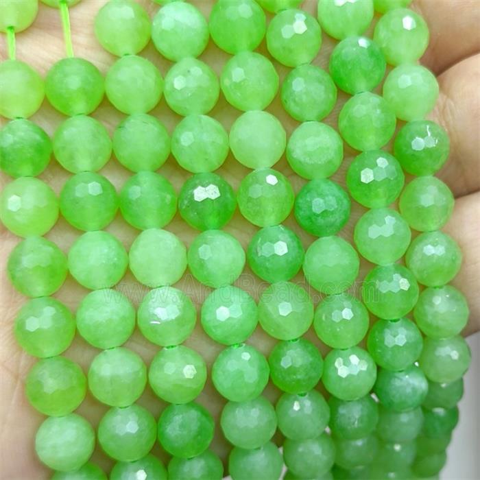 Green Jade Beads Dye faceted Round