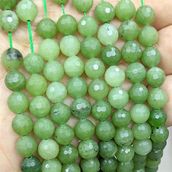 Green Jade Beads Dye faceted Round