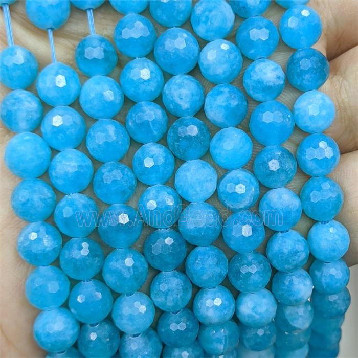 Blue Jade Beads Dye faceted Round