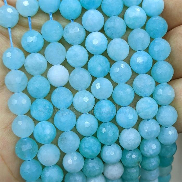 Blue Jade Beads Dye faceted Round