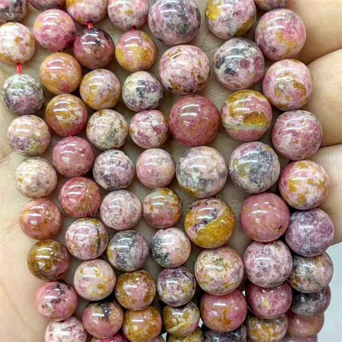 Natural Brazilian Rhodochrosite Beads Red Smooth Round