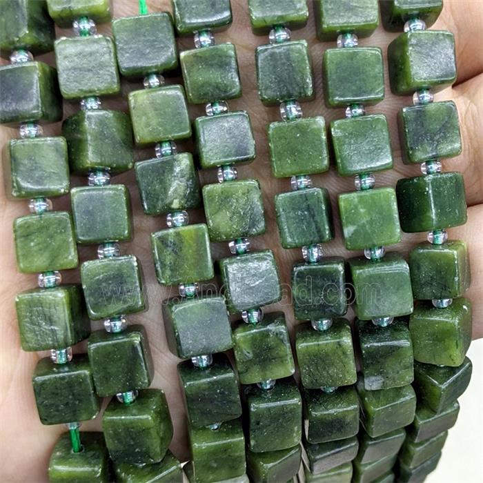 Chinese Taiwan Nephrite Jade Cube Beads Green