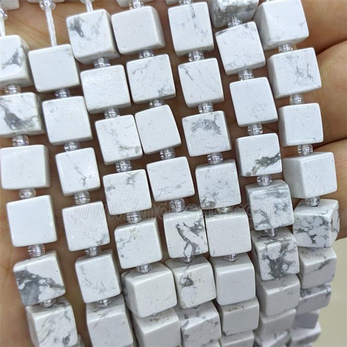 White Howlite Turquoise Cube Beads