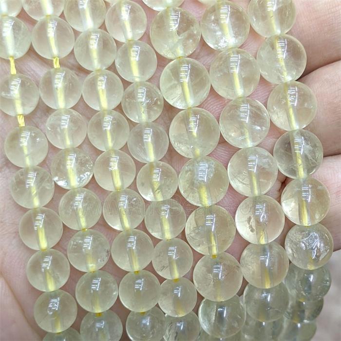 Natural Lemon Quartz Beads Smooth Round