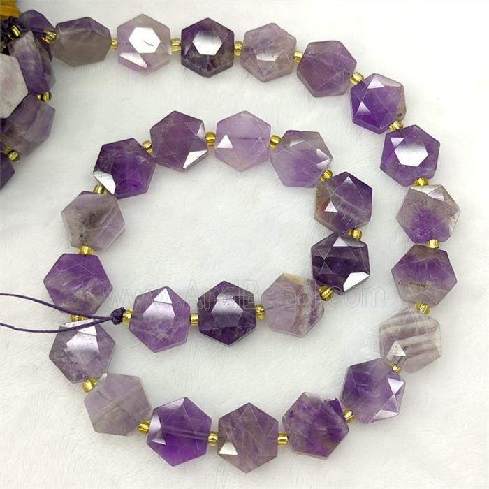 Natural Purple Amethyst Hexagon Beads