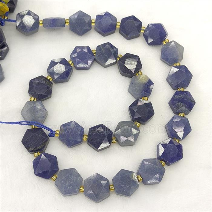 Natural Blue Aventurine Hexagon Beads