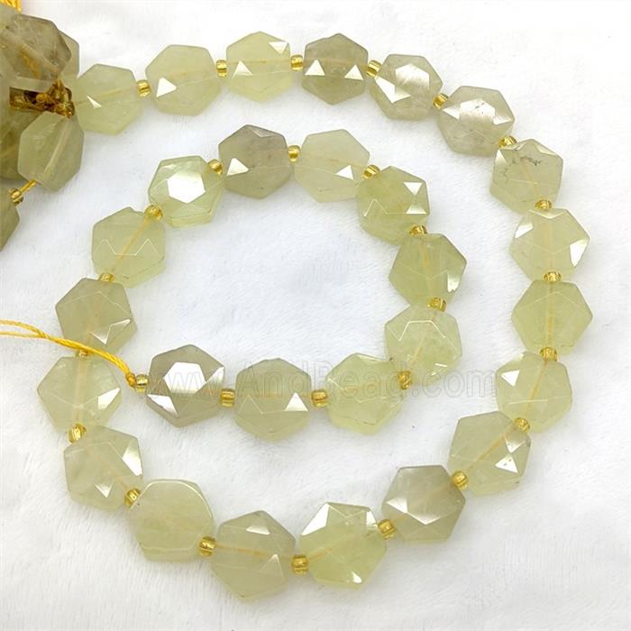 Natural Lemon Quartz Hexagon Beads Faceted