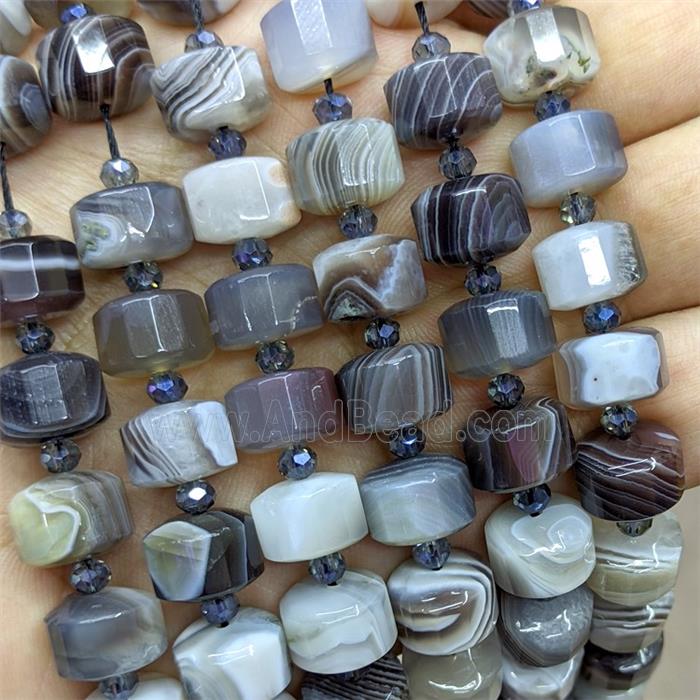 Natural Botswana Agate Heishi Beads Faceted Gray