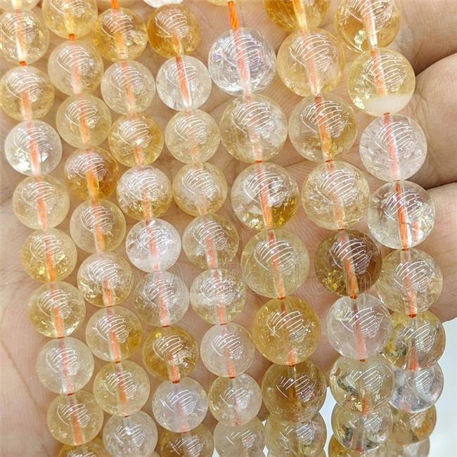 Natural Yellow Citrine Beads Smooth Round