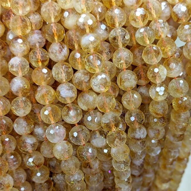Natural Yellow Citrine Beads Faceted Round