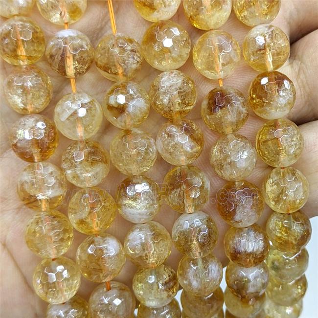 Natural Yellow Citrine Beads Faceted Round