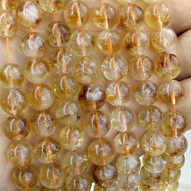 Naural Yellow Citrine Beads Smooth Round