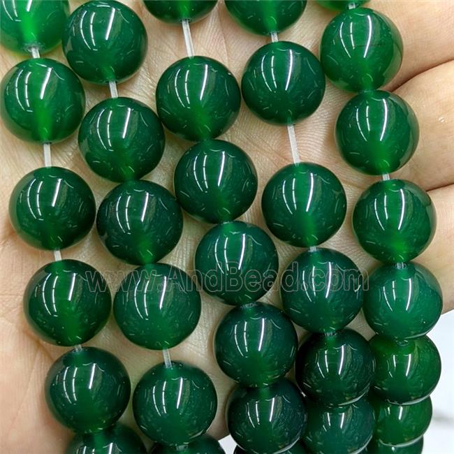 Natural Agate Beads Green Dye Smooth Round