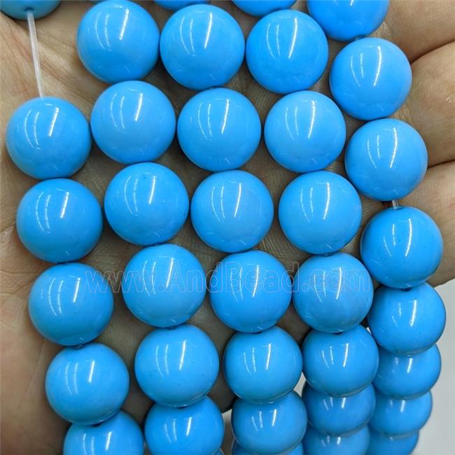 Natural Agate Beads Turqblue Dye Smooth Round