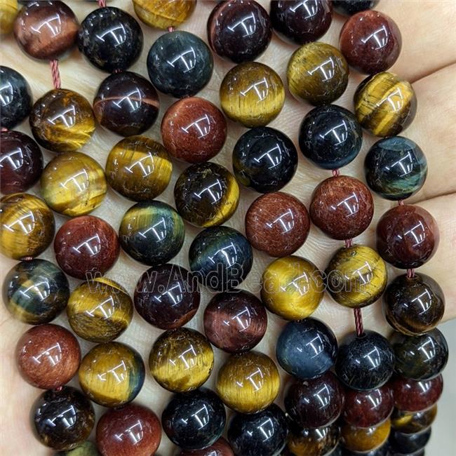 Tiger Eye Stone Beads A-Grade Multicolor Smooth Round