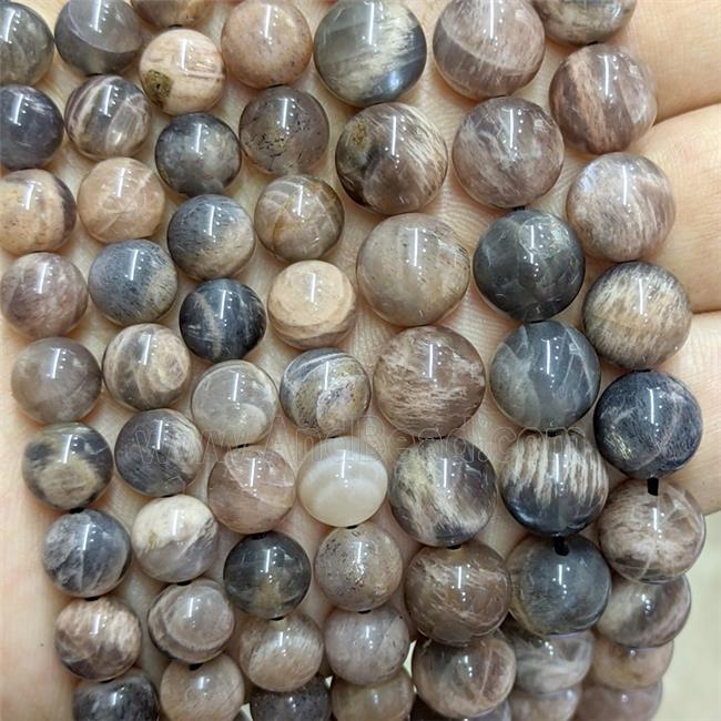 Natural Black Sunstone Beads Smooth Round