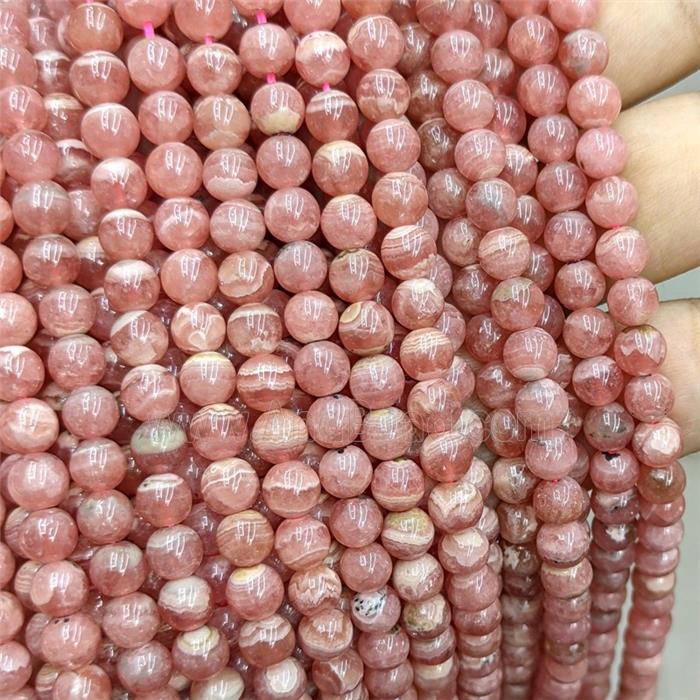 Natural Pink Argentina Rhodochrosite Beads Smooth Round