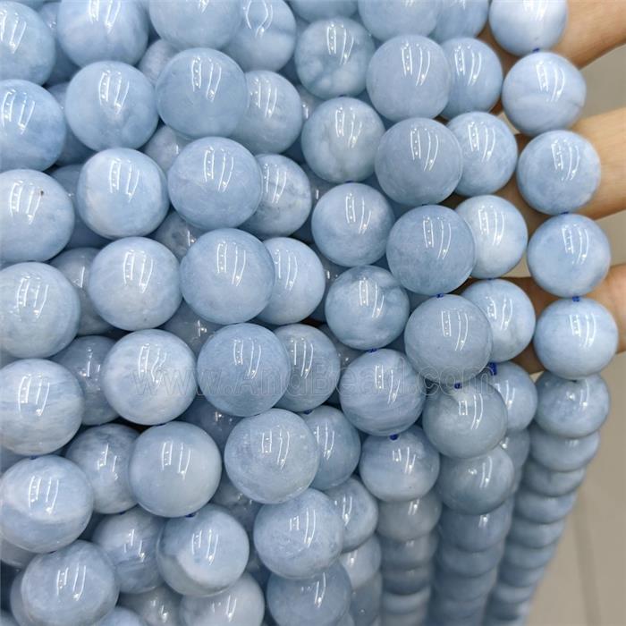 Natural Blue Aquamarine Beads AA-Grade Smooth Round