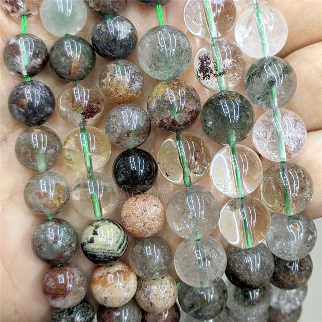 Natural Chlorite Crystal Quartz Beads Green Smooth Round