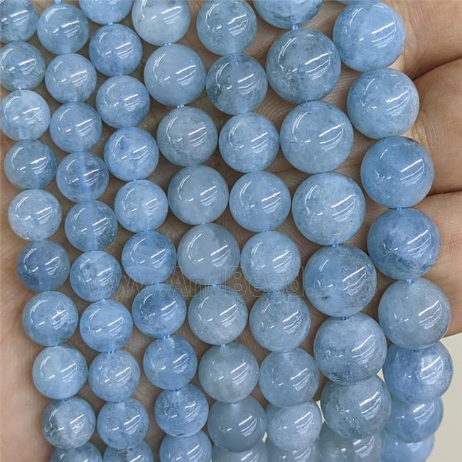 Natural Blue Aquamarine Beads AA-Grade Smooth Round