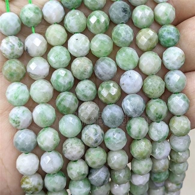 Natural Green Mountain Jade Beads Faceted Round